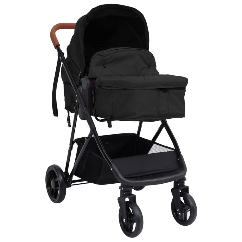 Poussette pour bébé 3 en 1 Anthracite et noir Acier