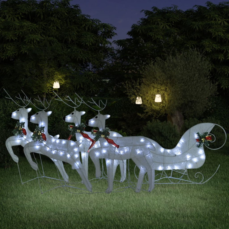 Décoration de Noël Renne et traîneau 100 LED extérieur blanc