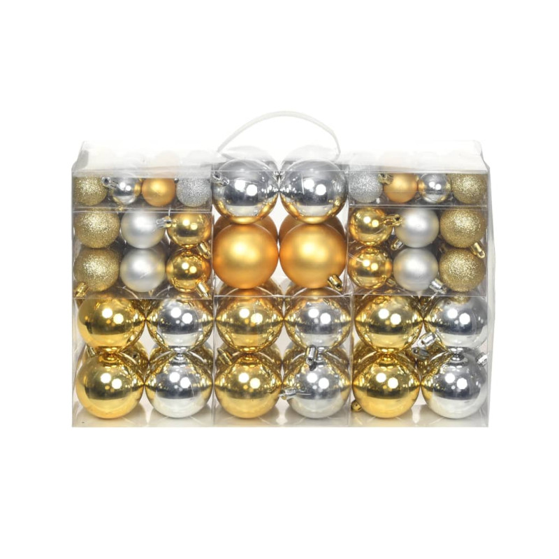 Boules de Noël 100 pcs Argenté Doré