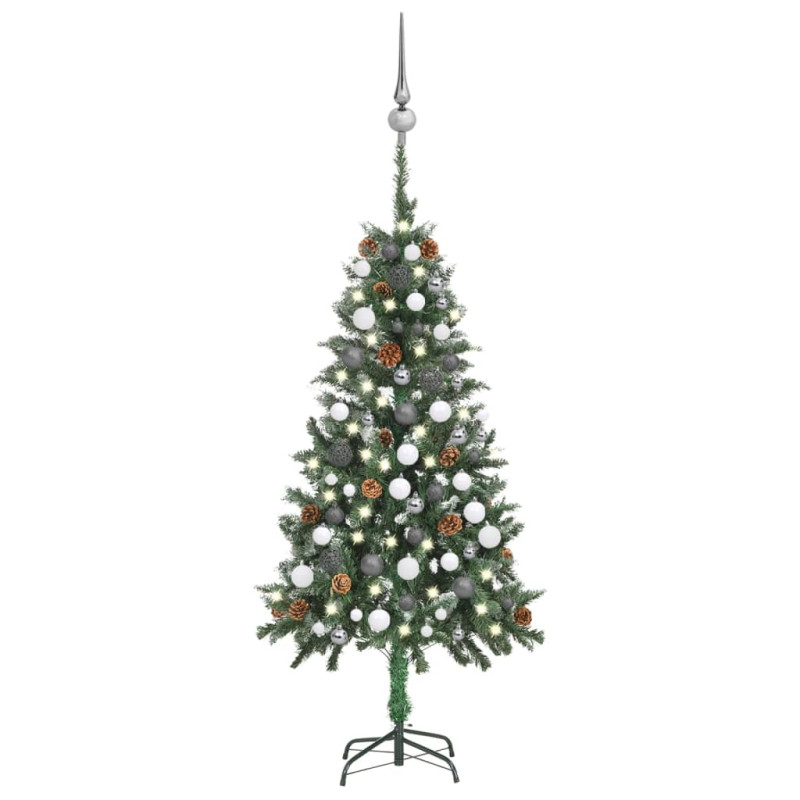 Arbre de Noël artificiel pré éclairé boules pommes de pin 150cm