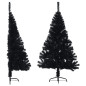 Demi sapin de Noël artificiel avec support Noir 150 cm PVC