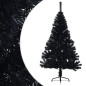 Demi sapin de Noël artificiel avec support Noir 150 cm PVC