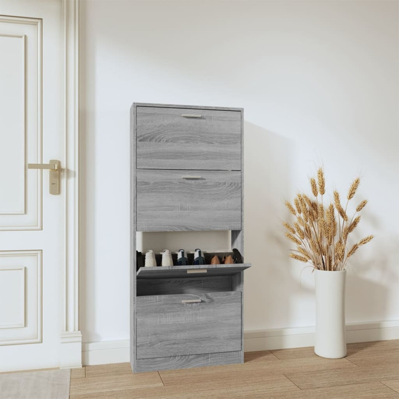 Armoire à chaussures Sonoma gris 59x17x150 cm Bois d ingénierie