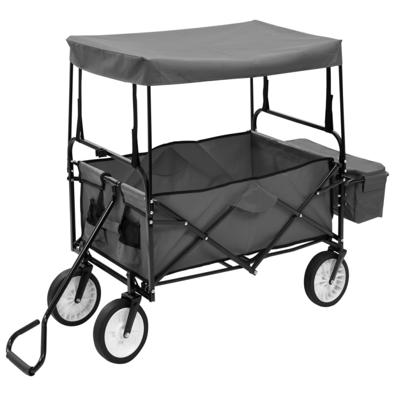 Chariot à main pliable avec toit Acier Gris