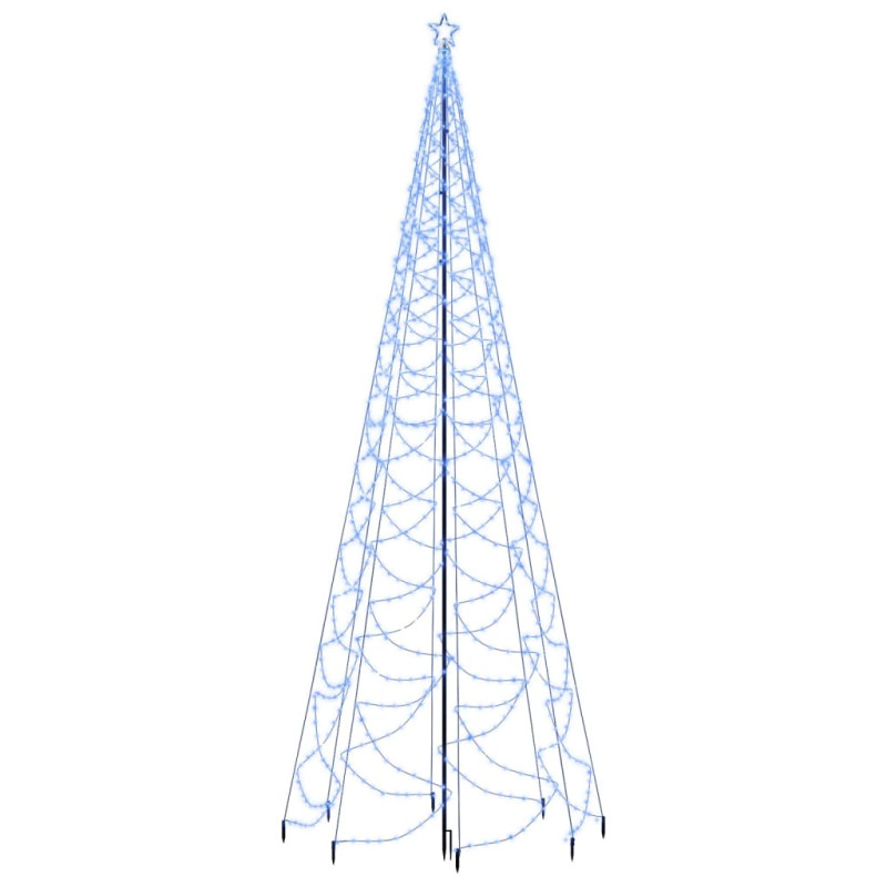 Arbre de Noël avec poteau en métal 1400 LED bleues 5 m