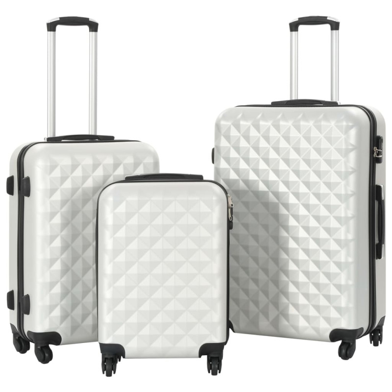 Valise rigide 3 pcs Argenté brillant ABS