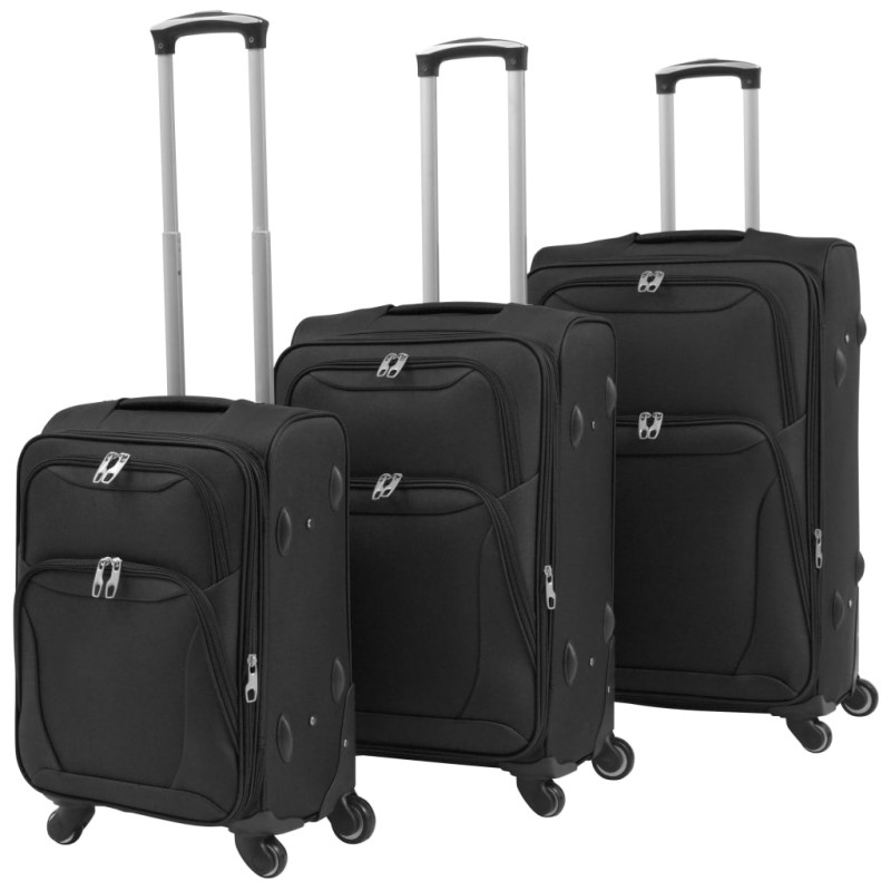 Ensemble de valises souples 3 pcs Noir