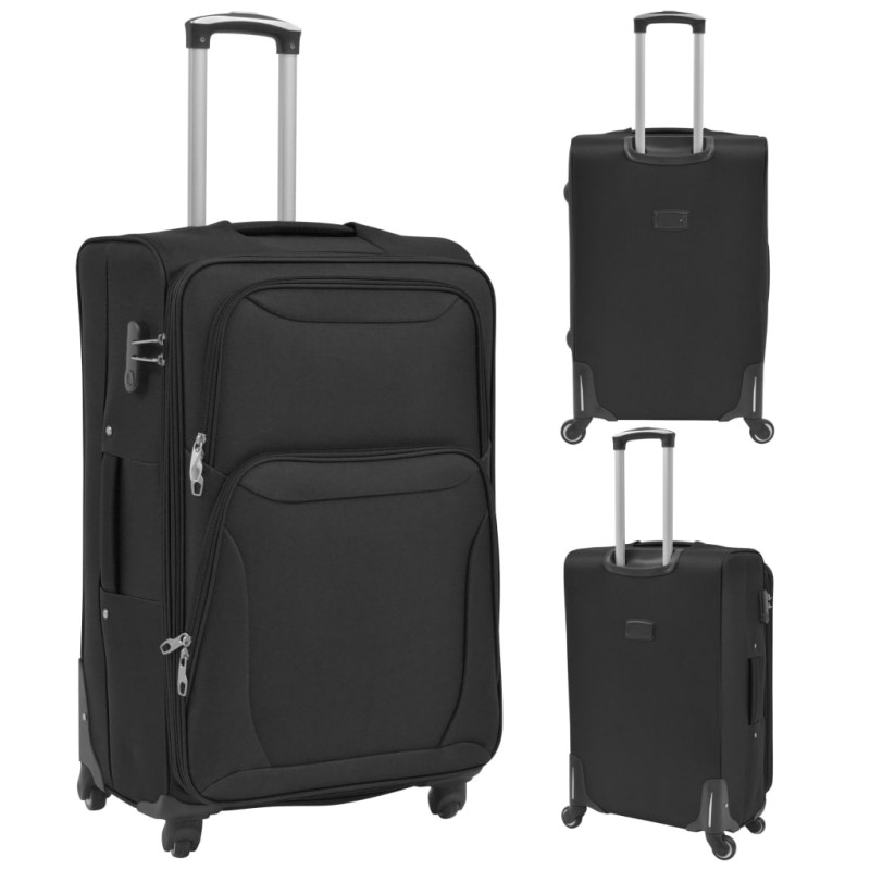 Ensemble de valises souples 3 pcs Noir