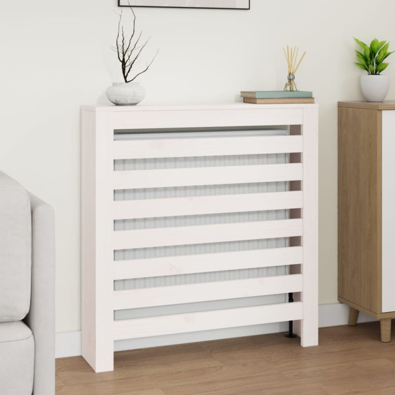 Cache radiateur Blanc 79,5x19x84 cm Bois massif de pin