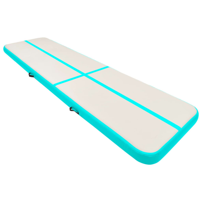 Tapis gonflable de gymnastique avec pompe 600x100x20cm PVC Vert