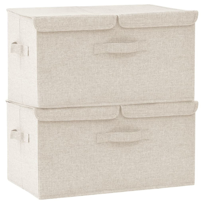 Boîtes de rangement 2 pcs Tissu 50x30x25 cm Crème