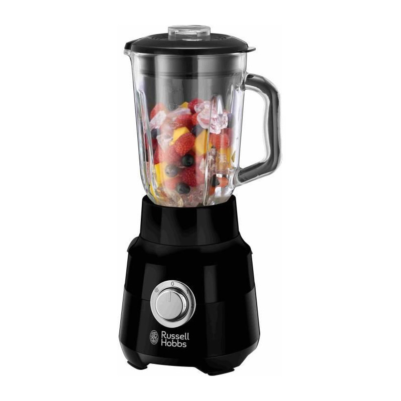 Blender - RUSSELL HOBBS - Matte Black 24722-56 - 650 W - Noir mat - Bol verre 1,5 L - 2 vitesses + pulse