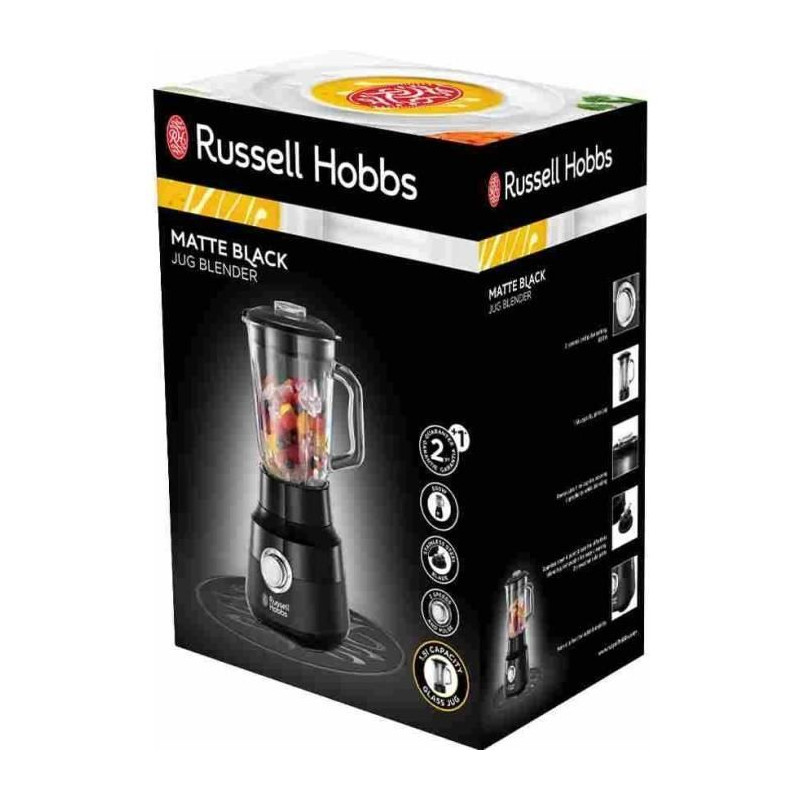 Blender - RUSSELL HOBBS - Matte Black 24722-56 - 650 W - Noir mat - Bol verre 1,5 L - 2 vitesses + pulse