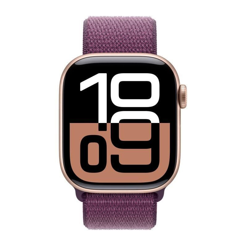 Apple Watch Series 10 GPS - 42mm - Boîtier Rose Gold Aluminium - Bracelet Plum Sport Loop