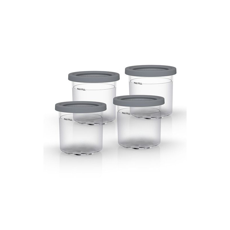 Lot de 4 pots avec couvercles compatibles avec Creami NC300EU Ninja Gris