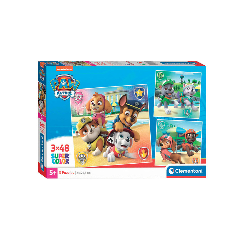 Clementoni Jigsaw Puzzle Super Color Square PAW Patrol, 3x48pcs 25301