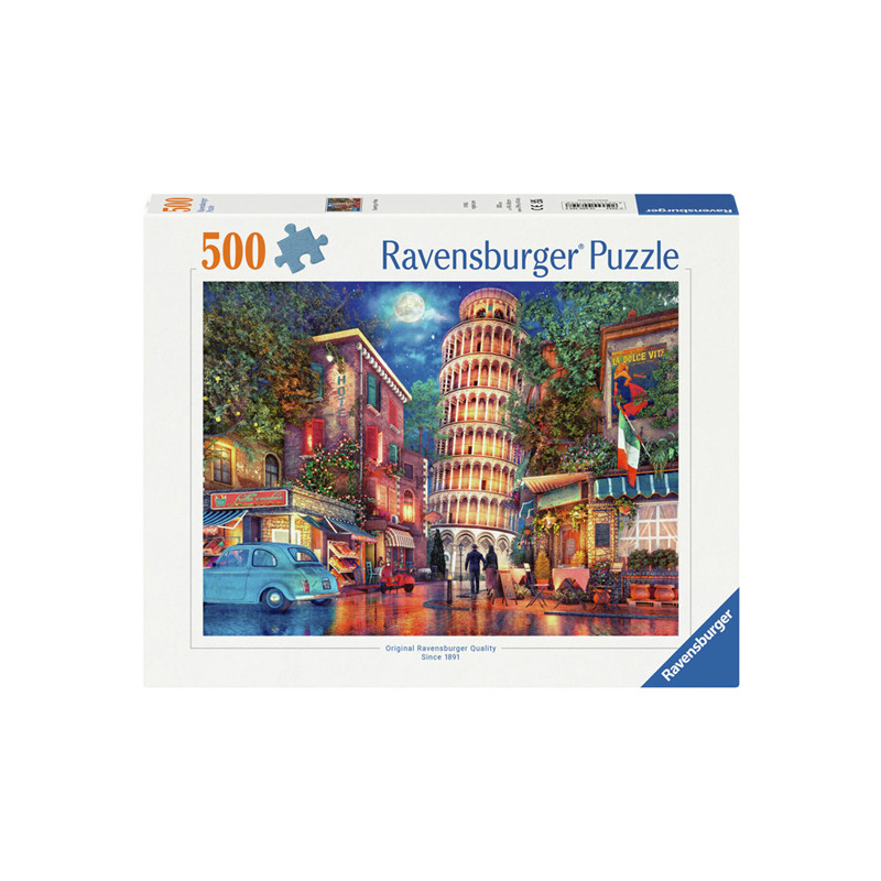 Ravensburger : Puzzle 500 pièces - La tour penchée au clair de lune