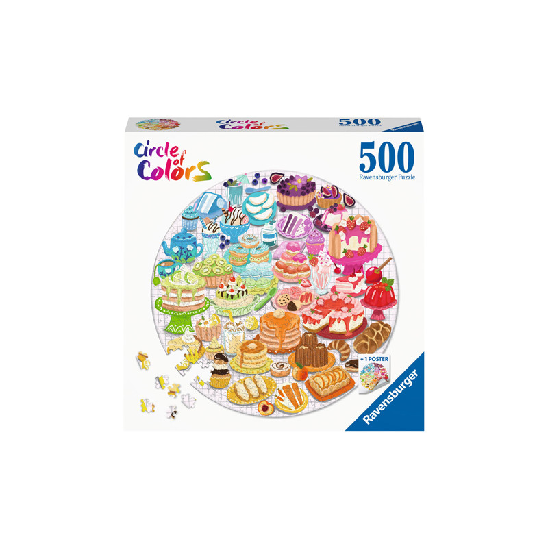 Ravensburger - Jigsaw Puzzle Around Circle of Colors Desserts Pastries, 500pcs. 171712