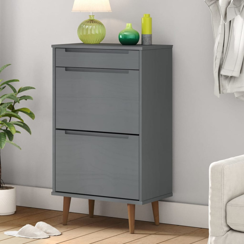 Armoire à chaussures MOLDE Gris 59,5x35x103 cm Bois de pin