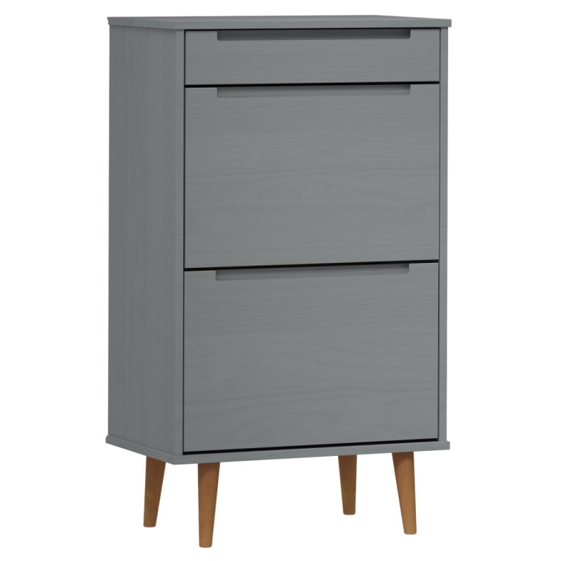 Armoire à chaussures MOLDE Gris 59,5x35x103 cm Bois de pin