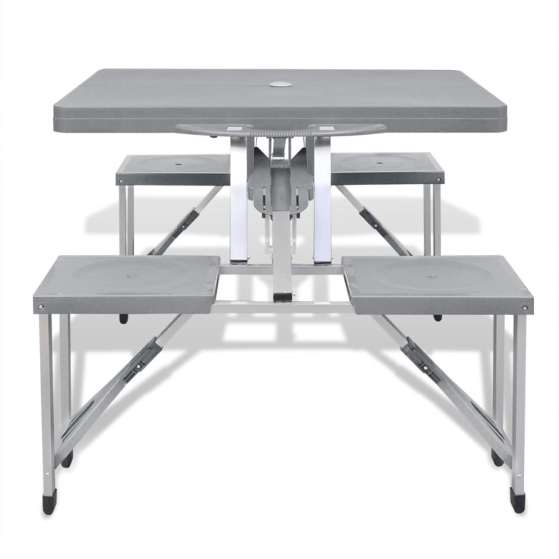 Ensemble de table pliable de camping avec 4 tabourets aluminium