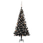 Arbre de Noël artificiel pré éclairé et boules noir 150 cm PVC