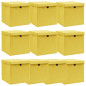 Boîtes de rangement et couvercles 10 pcs Jaune 32x32x32cm Tissu