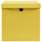 Boîtes de rangement et couvercles 10 pcs Jaune 32x32x32cm Tissu