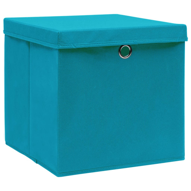 Boîtes de rangement avec couvercles 10pcs 28x28x28cm Bleu azuré