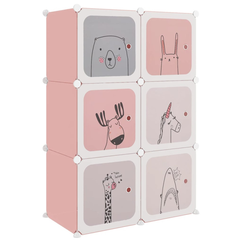 Armoire de rangement pour enfants avec 6 cubes Rose PP