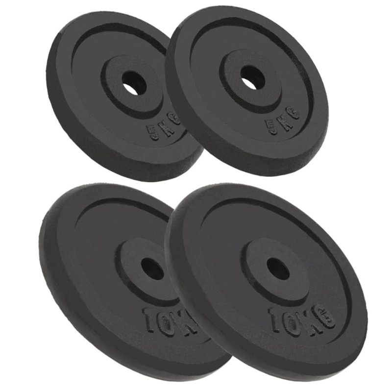 Plaque de poids 4 pcs 2 x 10 kg + 2 x 5 kg Fonte