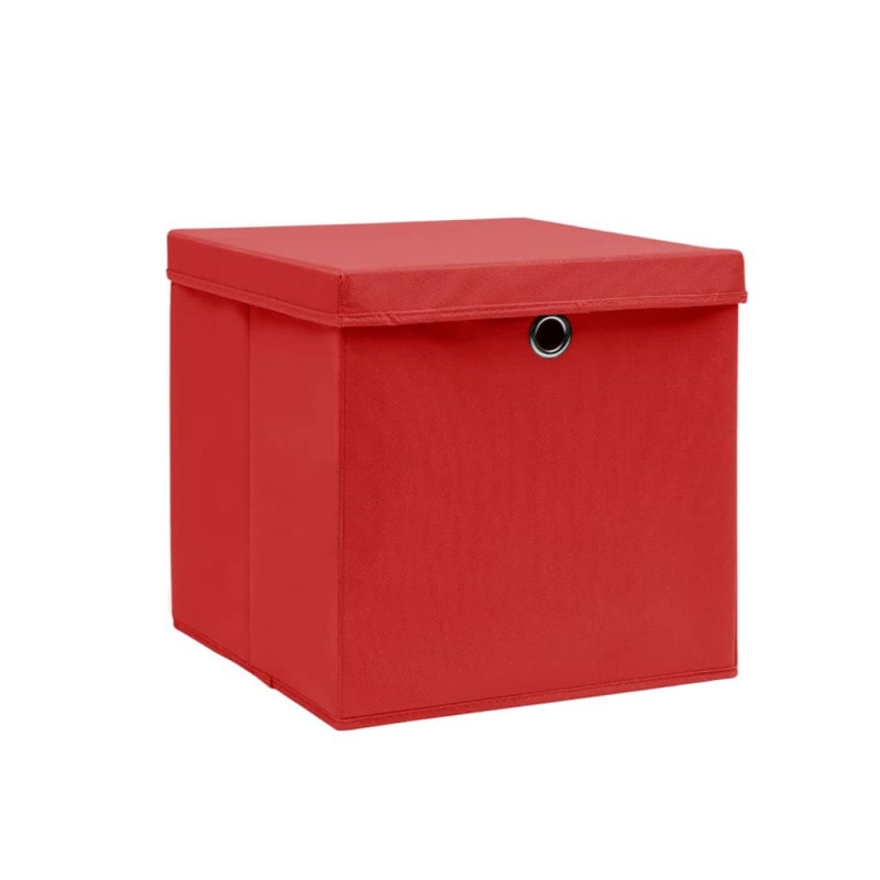 Boîtes de rangement avec couvercles 10 pcs 28x28x28 cm Rouge