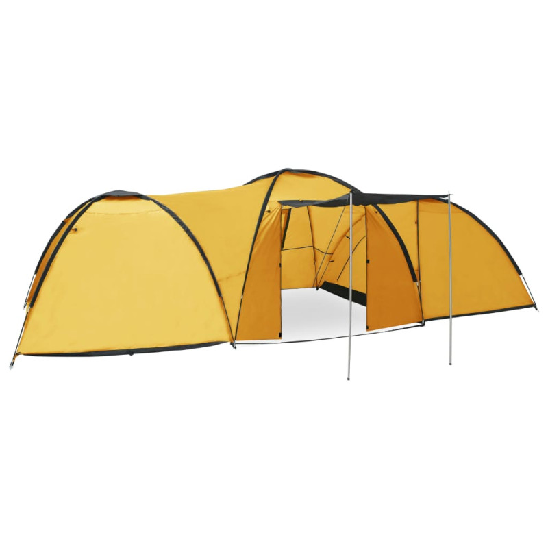 Tente igloo de camping 650x240x190 cm 8 personnes Jaune