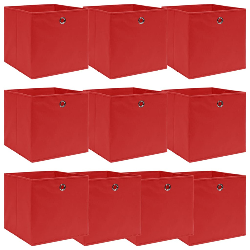 Boîtes de rangement 10 pcs Rouge 32x32x32 cm Tissu