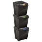 Poubelles empilables 3 pcs Anthracite 75 L 