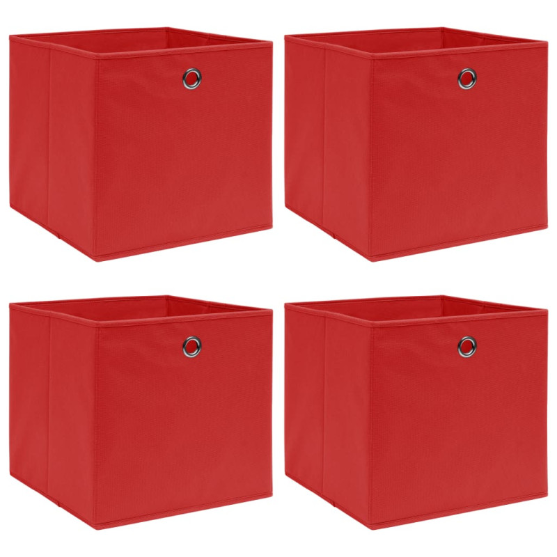 Boîtes de rangement 4 pcs Rouge 32x32x32 cm Tissu