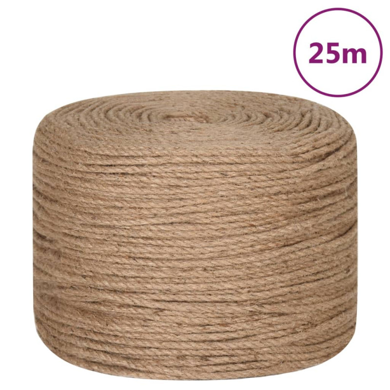 Corde de jute 25 m de long 8 mm d épaisseur