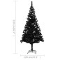 Arbre de Noël artificiel pré éclairé et boules noir 210 cm PVC