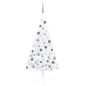 Demi arbre de Noël artificiel pré éclairé et boules blanc 120cm