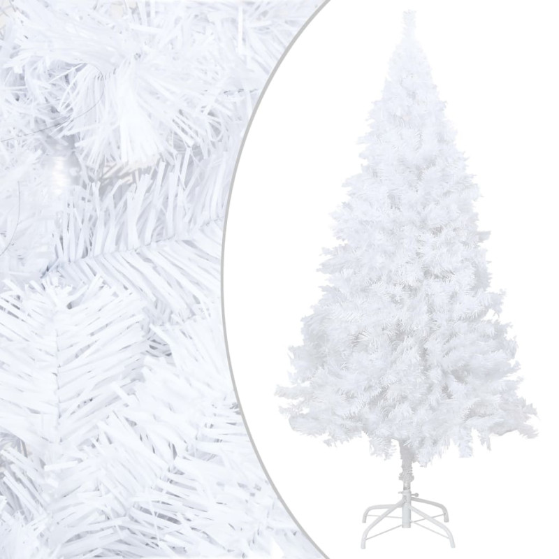 Arbre de Noël artificiel pré éclairé et boules blanc 210 cm PVC