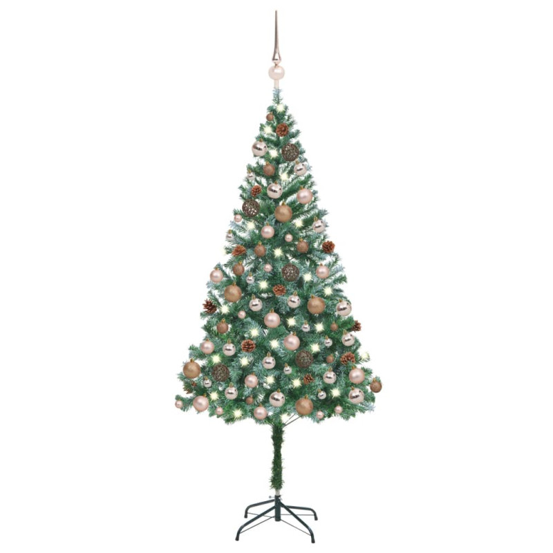 Arbre de Noël artificiel pré éclairé boules pommes de pin 180cm