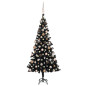 Arbre de Noël artificiel pré éclairé et boules noir 180 cm PVC