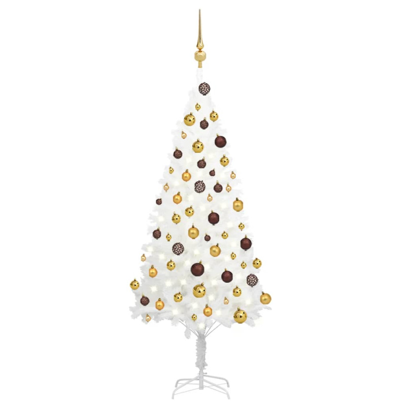 Arbre de Noël artificiel pré éclairé et boules blanc 120 cm