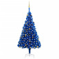 Arbre de Noël artificiel pré éclairé et boules bleu 210 cm PVC