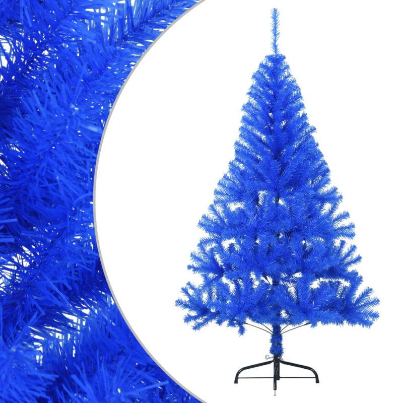 Demi sapin de Noël artificiel avec support Bleu 150 cm PVC