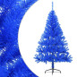 Demi sapin de Noël artificiel avec support Bleu 150 cm PVC