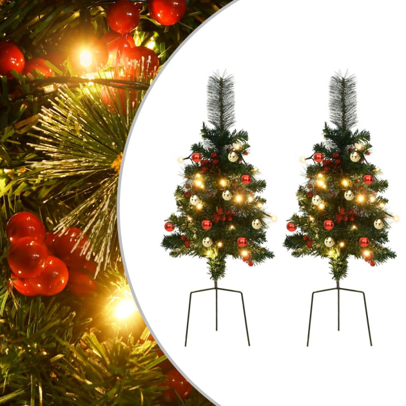 Arbre de Noël artificiel pré éclairé d allée 2 pcs 76 cm PVC