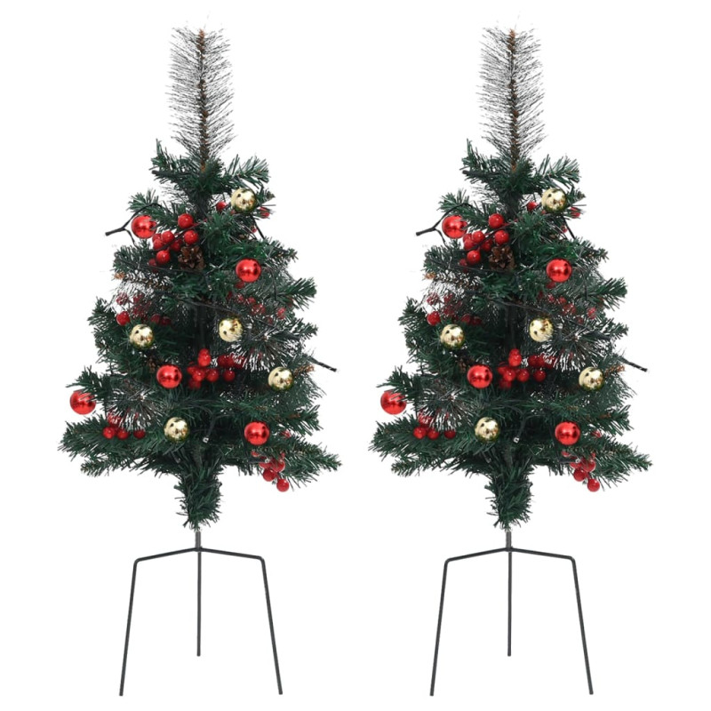 Arbre de Noël artificiel pré éclairé d allée 2 pcs 76 cm PVC