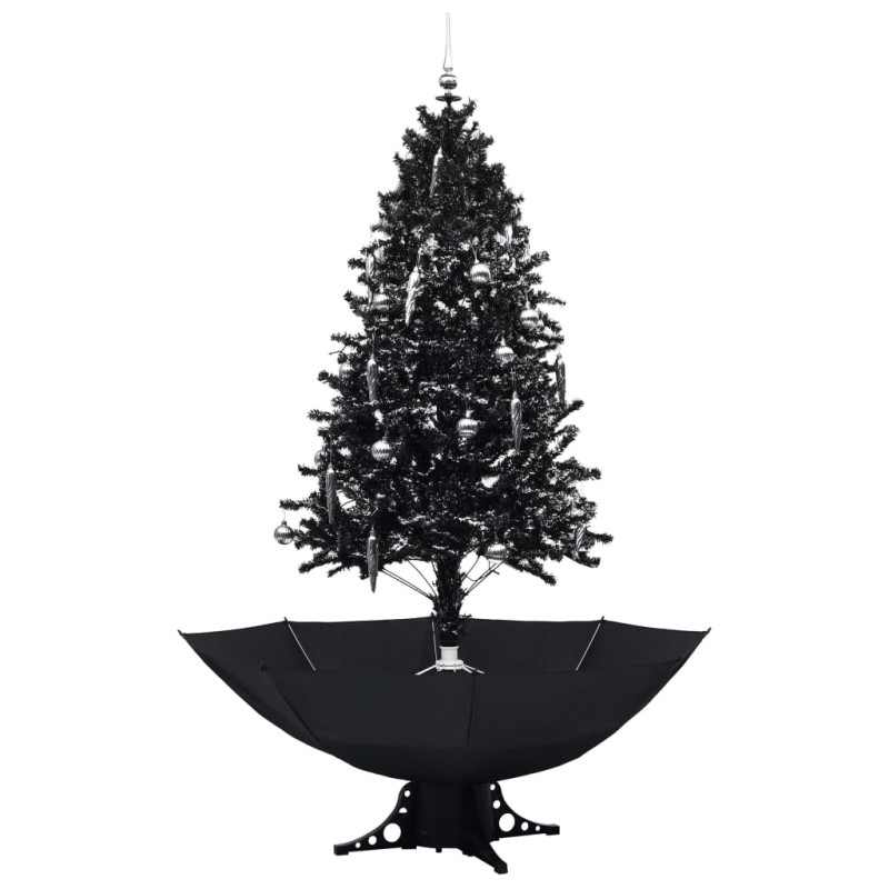 Arbre de Noël neigeux avec base de parapluie Noir 190 cm PVC