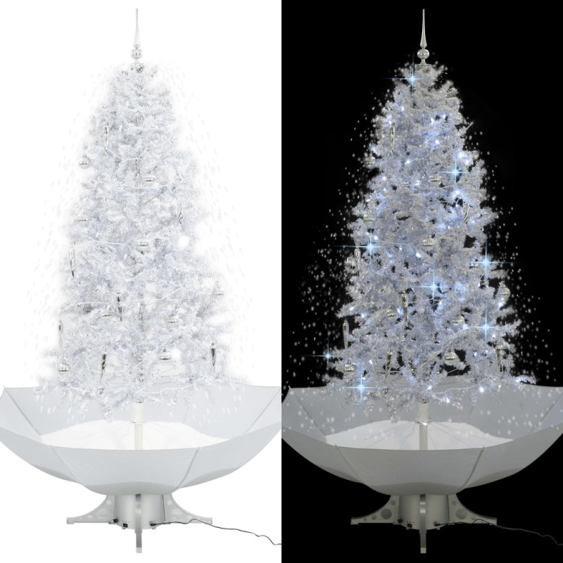 Arbre de Noël neigeux avec base de parapluie Blanc 190 cm